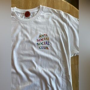 Anti Social Social Club White Tee with Multicolor Logo